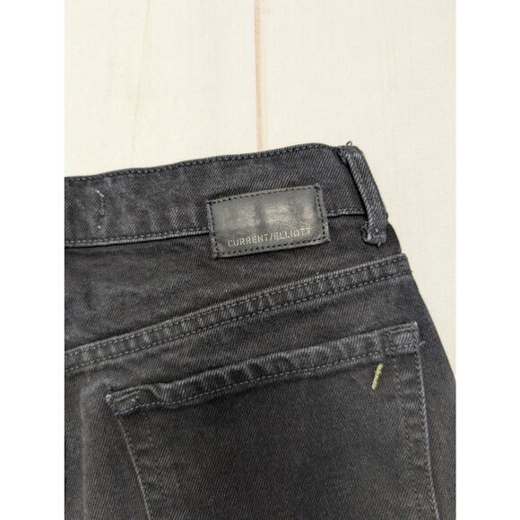 Current/Elliot black onyx boyfriend jeans ripped knees straight - Picture 10 of 10